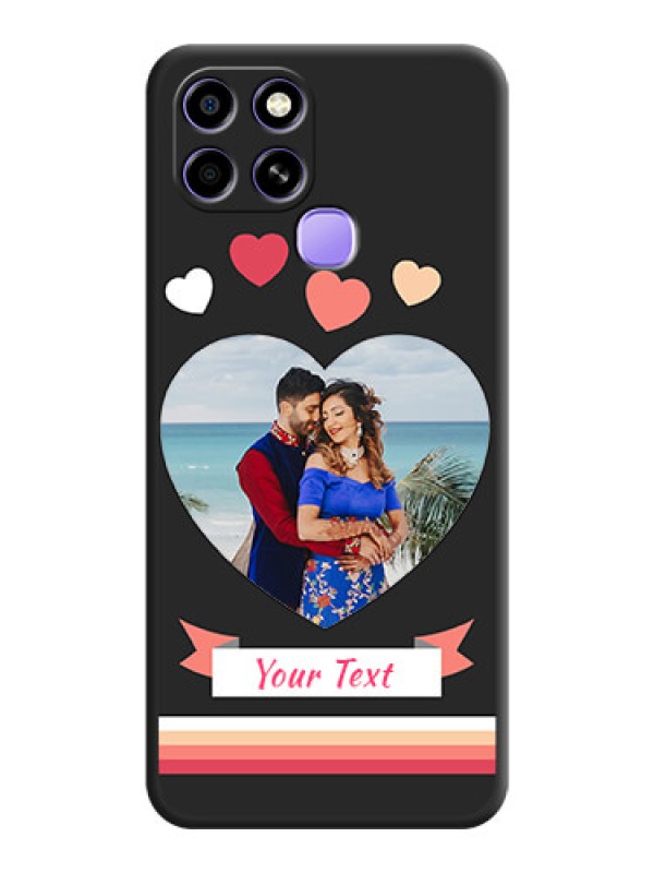 Custom Love Shaped Photo with Colorful Stripes on Personalised Space Black Soft Matte Cases - Infinix Smart 6