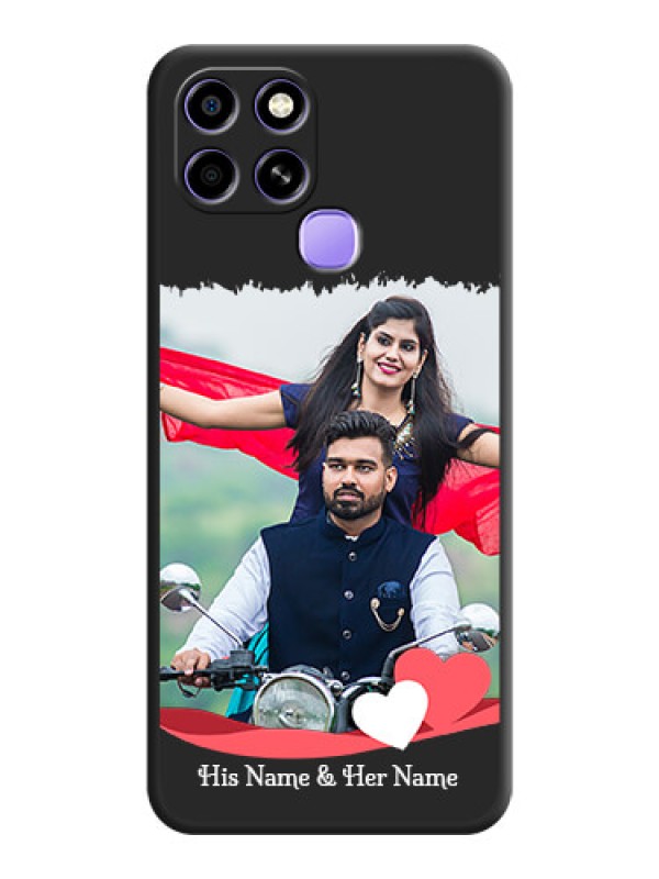 Custom Pin Color Love Shaped Ribbon Design with Text on Space Black Custom Soft Matte Phone Back Cover - Infinix Smart 6