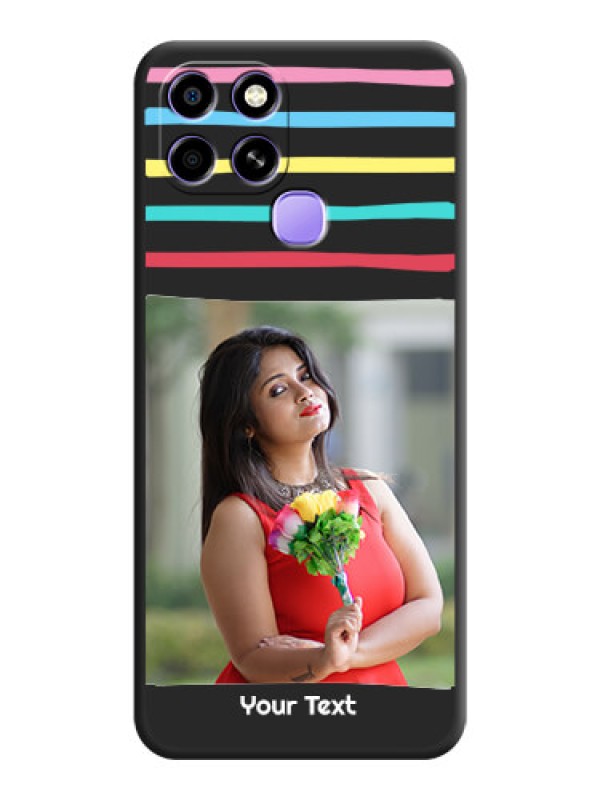 Custom Multicolor Lines with Image on Space Black Personalized Soft Matte Phone Covers - Infinix Smart 6