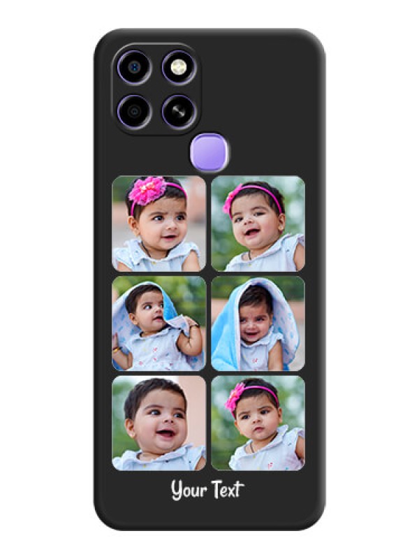 Custom Floral Art with 6 Image Holder on Photo on Space Black Soft Matte Mobile Case - Infinix Smart 6