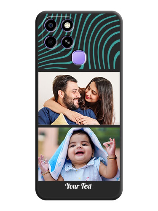 Custom Wave Pattern with 2 Image Holder on Space Black Personalized Soft Matte Phone Covers - Infinix Smart 6