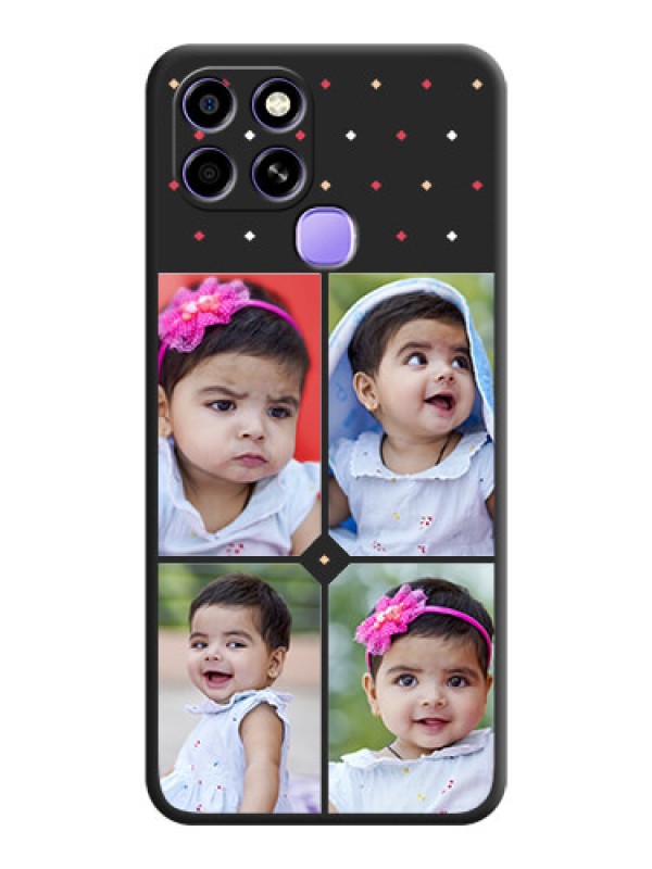 Custom Multicolor Dotted Pattern with 4 Image Holder on Space Black Custom Soft Matte Phone Cases - Infinix Smart 6