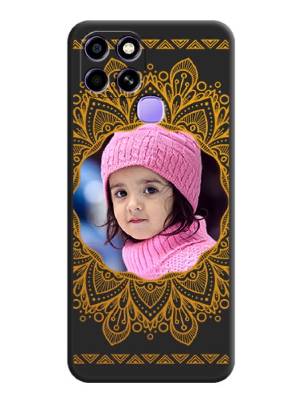 Custom Round Image with Floral Design on Photo on Space Black Soft Matte Mobile Cover - Infinix Smart 6