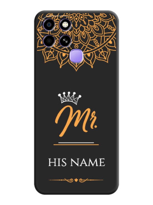 Custom Mr Name with Floral Design  on Personalised Space Black Soft Matte Cases - Infinix Smart 6