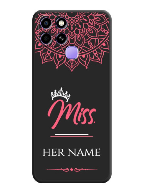 Custom Mrs Name with Floral Design on Space Black Personalized Soft Matte Phone Covers - Infinix Smart 6