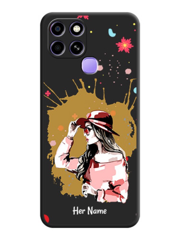 Custom Mordern Lady With Color Splash Background With Custom Text On Space Black Personalized Soft Matte Phone Covers -Infinix Smart 6