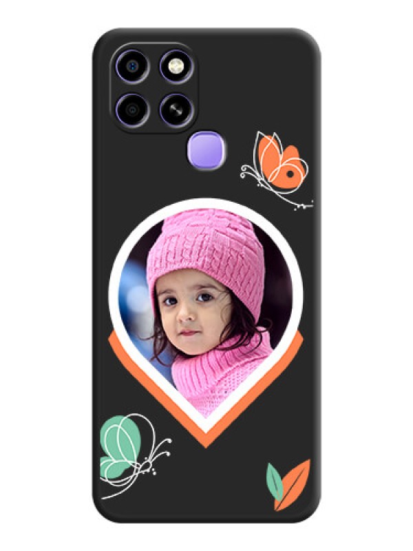 Custom Upload Pic With Simple Butterly Design On Space Black Personalized Soft Matte Phone Covers -Infinix Smart 6