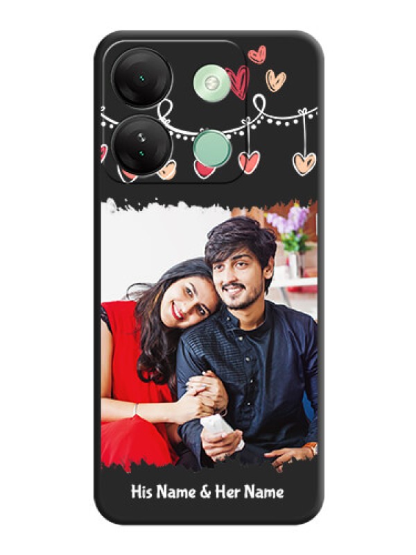 Custom Pink Love Hangings with Name on Space Black Custom Soft Matte Phone Cases - Infinix Smart 7 Hd