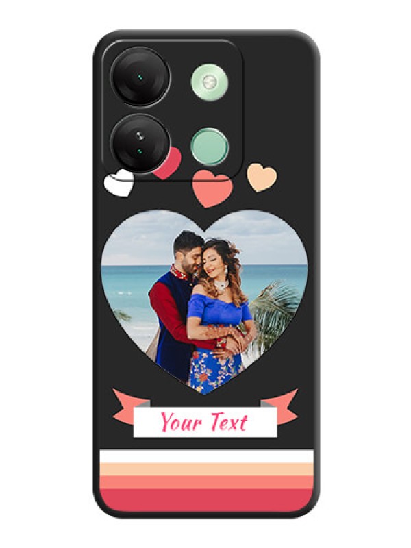 Custom Love Shaped Photo with Colorful Stripes on Personalised Space Black Soft Matte Cases - Infinix Smart 7 Hd