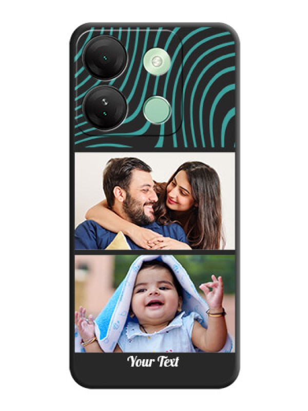 Custom Wave Pattern with 2 Image Holder on Space Black Personalized Soft Matte Phone Covers - Infinix Smart 7 Hd