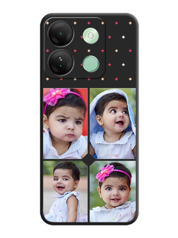 Custom Multicolor Dotted Pattern with 4 Image Holder on Space Black Custom Soft Matte Phone Cases - Infinix Smart 7 Hd