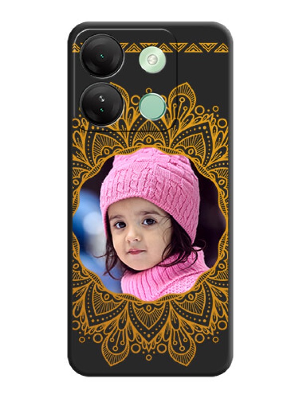 Custom Round Image with Floral Design - Photo on Space Black Soft Matte Mobile Cover - Infinix Smart 7 Hd