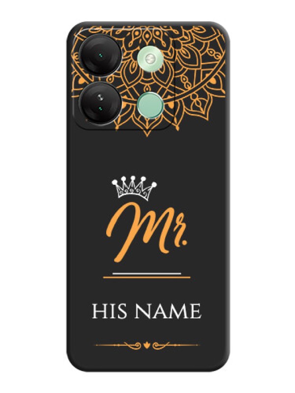 Custom Mr Name with Floral Design on Personalised Space Black Soft Matte Cases - Infinix Smart 7 Hd