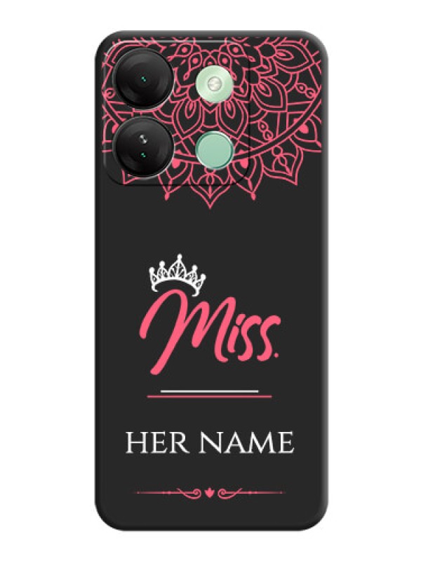 Custom Mrs Name with Floral Design on Space Black Personalized Soft Matte Phone Covers - Infinix Smart 7 Hd
