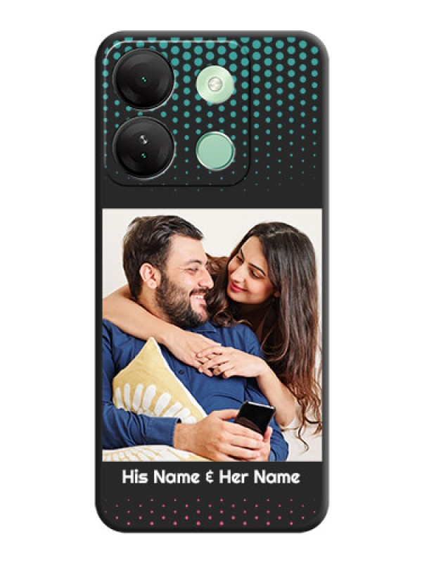 Custom Faded Dots with Grunge Photo Frame and Text on Space Black Custom Soft Matte Phone Cases - Infinix Smart 7 Hd