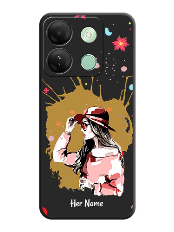 Custom Mordern Lady With Color Splash Background With Custom Text On Space Black Personalized Soft Matte Phone Covers - Infinix Smart 7 Hd
