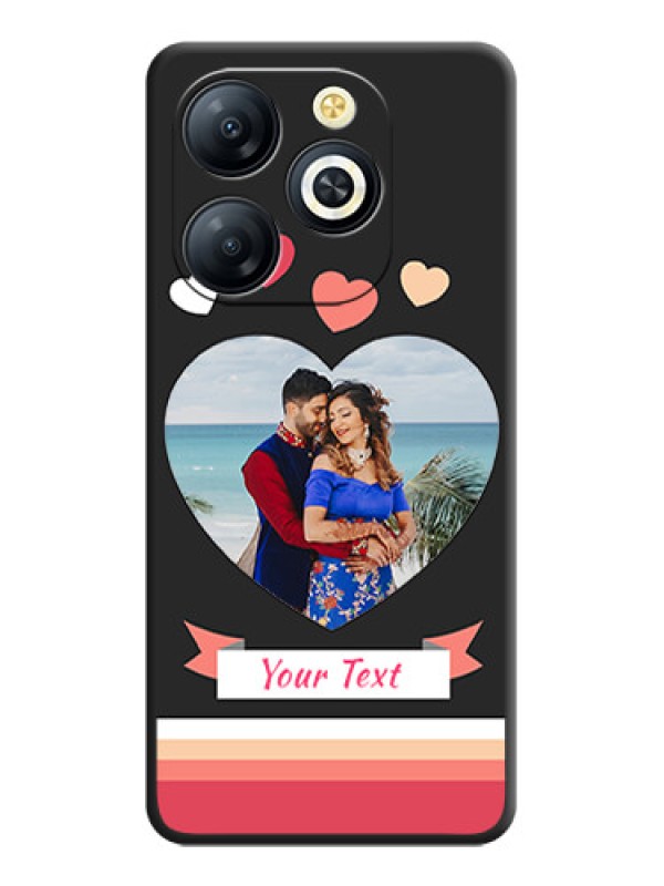 Custom Love Shaped Photo with Colorful Stripes On Space Black Custom Soft Matte Mobile Back Cover - Smart 8 HD