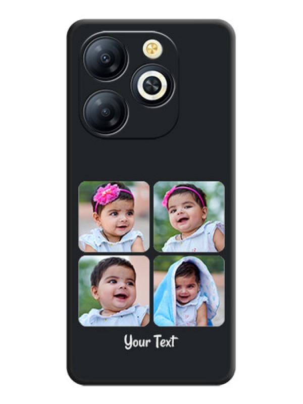 Custom Floral Art with 6 Image Holder on Photo On Space Black Custom Soft Matte Mobile Back Cover - Smart 8 HD