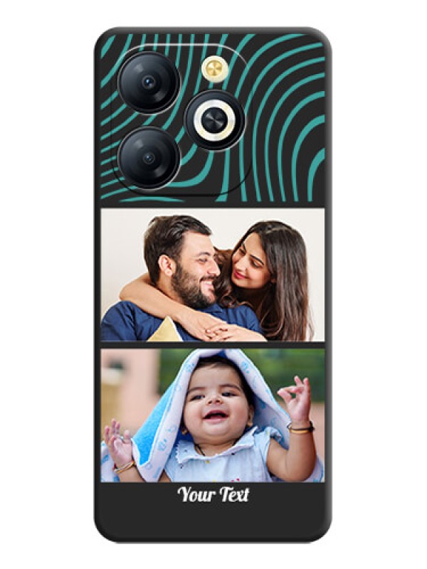 Custom Wave Pattern with 2 Image Holder On Space Black Custom Soft Matte Mobile Back Cover - Smart 8 HD