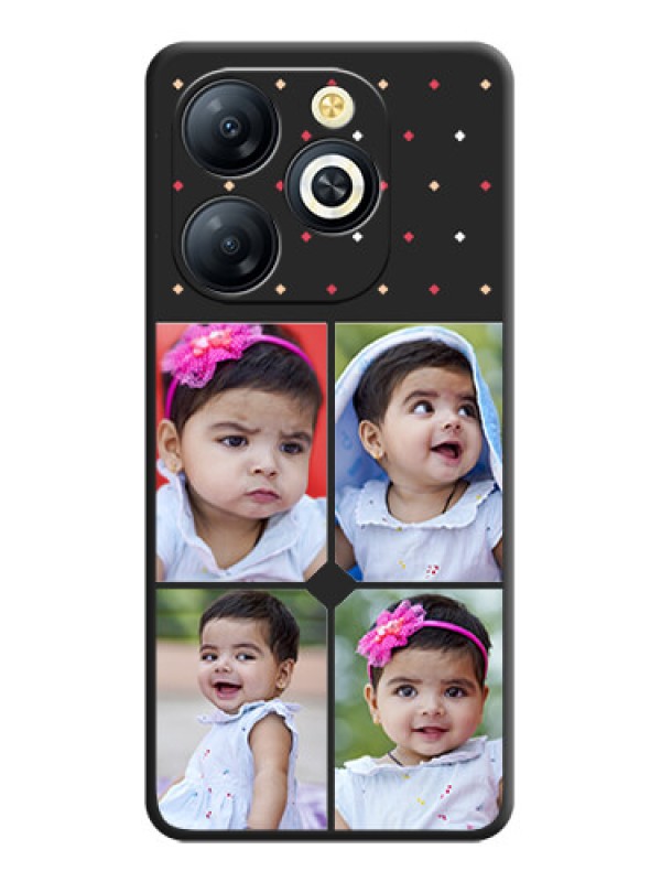 Custom Multicolor Dotted Pattern with 4 Image Holder On Space Black Custom Soft Matte Mobile Back Cover - Smart 8 HD