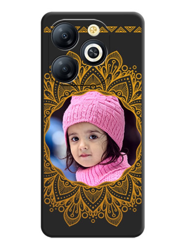 Custom Round Image with Floral Design On Space Black Custom Soft Matte Mobile Back Cover - Smart 8 HD