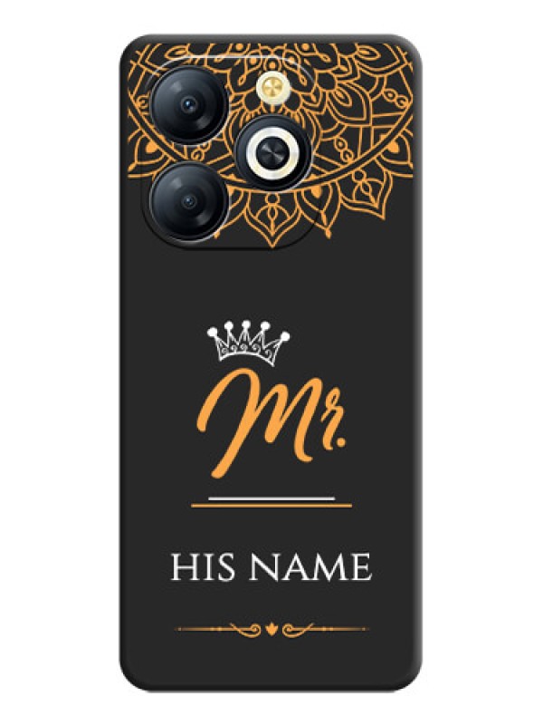 Custom Mr Name with Floral Design On Space Black Custom Soft Matte Mobile Back Cover - Smart 8 HD