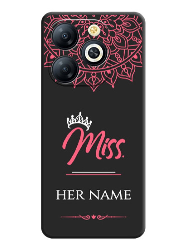 Custom Mrs Name with Floral Design On Space Black Custom Soft Matte Mobile Back Cover - Smart 8 HD