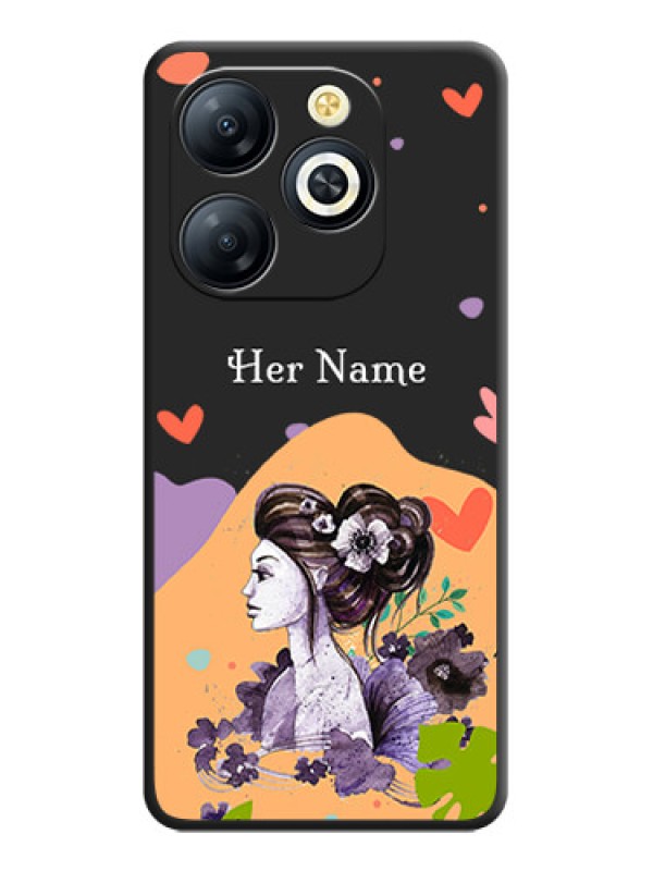 Custom Namecase For Her With Fancy Lady Image On Space Black Custom Soft Matte Mobile Back Cover - Smart 8 HD