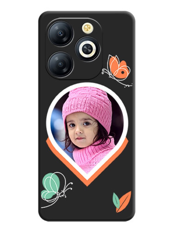 Custom Upload Pic With Simple Butterly Design On Space Black Custom Soft Matte Mobile Back Cover - Smart 8 HD