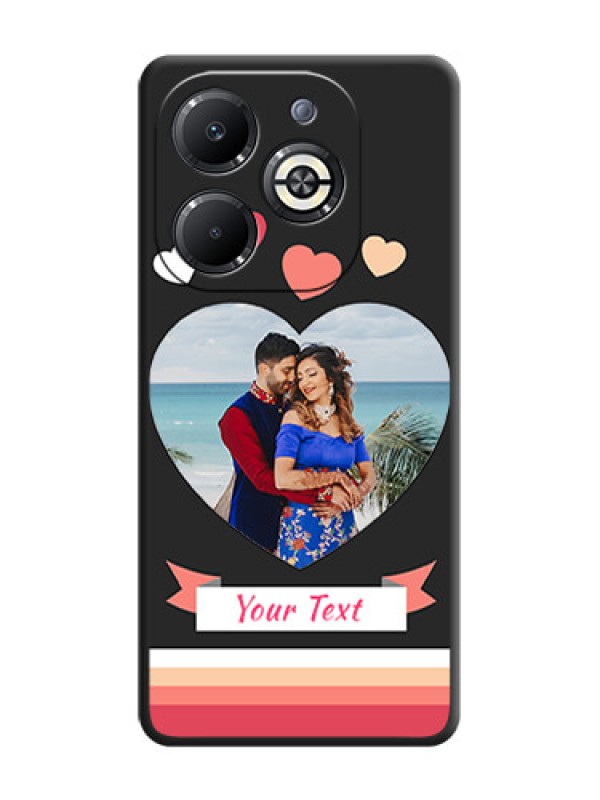 Custom Love Shaped Photo with Colorful Stripes On Space Black Custom Soft Matte Mobile Back Cover - Infinix Smart 8 Plus