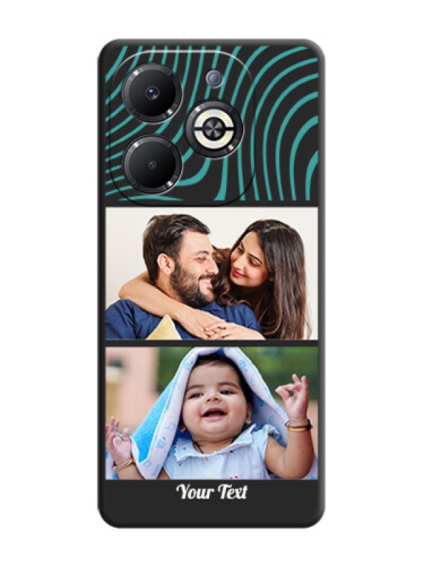 Custom Wave Pattern with 2 Image Holder On Space Black Custom Soft Matte Mobile Back Cover - Infinix Smart 8 Plus