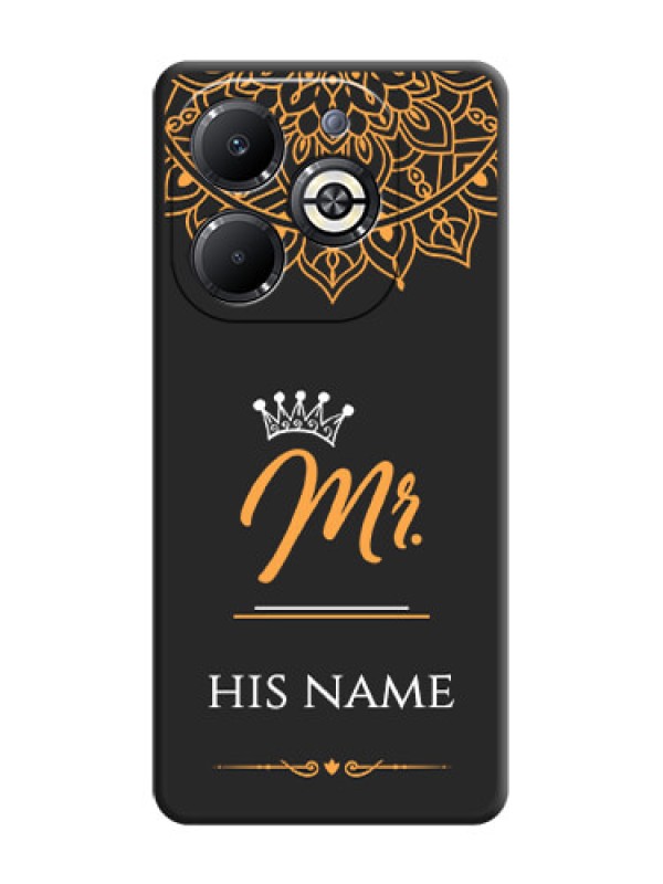 Custom Mr Name with Floral Design On Space Black Custom Soft Matte Mobile Back Cover - Infinix Smart 8 Plus