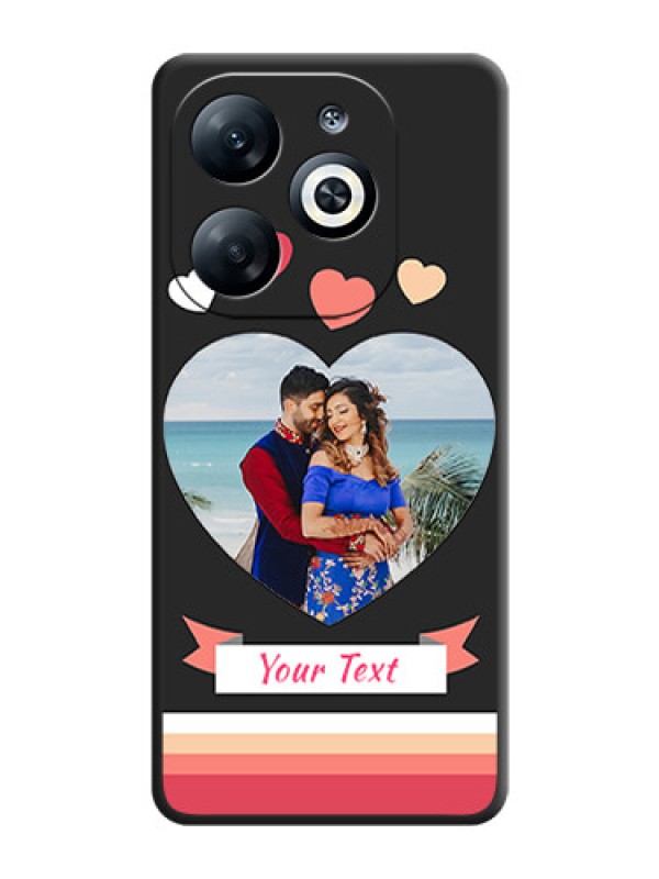 Custom Love Shaped Photo with Colorful Stripes on Personalised Space Black Soft Matte Cases - Infinix Smart 8