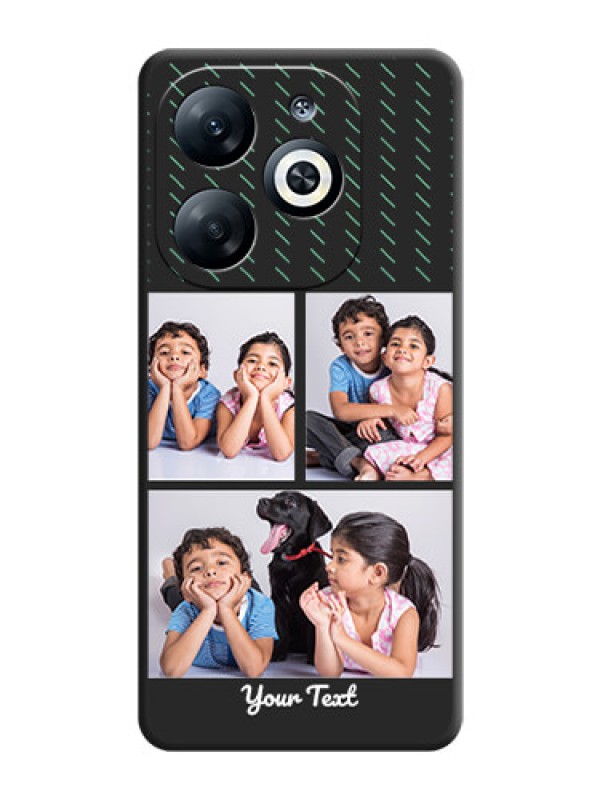 Custom Cross Dotted Pattern with 2 Image Holder on Personalised Space Black Soft Matte Cases - Infinix Smart 8
