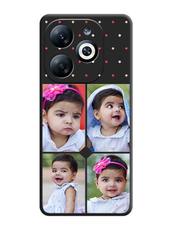 Custom Multicolor Dotted Pattern with 4 Image Holder on Space Black Custom Soft Matte Phone Cases - Infinix Smart 8