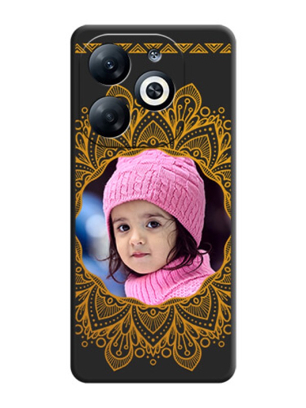Custom Round Image with Floral Design - Photo on Space Black Soft Matte Mobile Cover - Infinix Smart 8