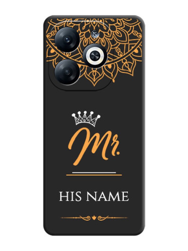 Custom Mr Name with Floral Design on Personalised Space Black Soft Matte Cases - Infinix Smart 8