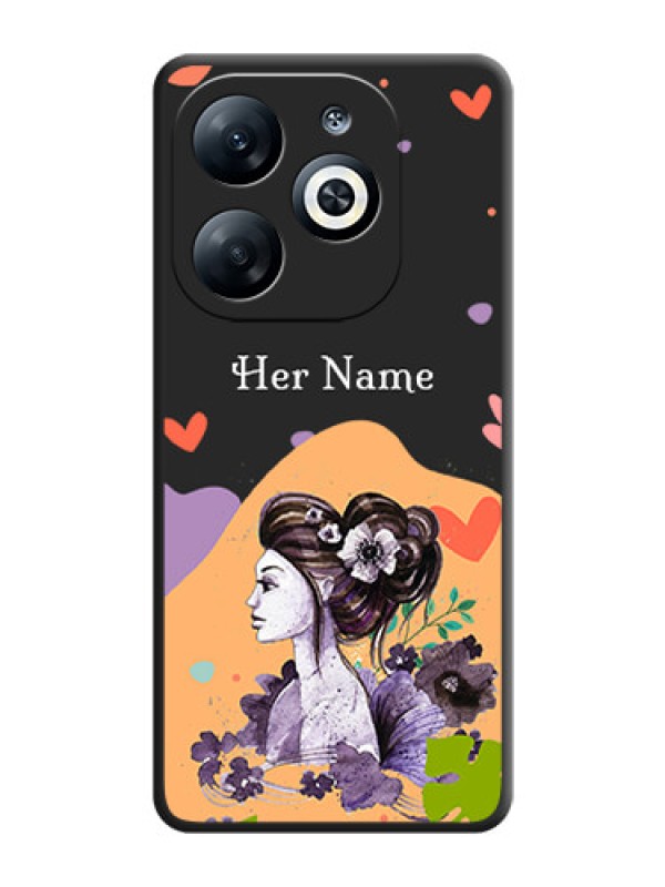 Custom Namecase For Her With Fancy Lady Image On Space Black Personalized Soft Matte Phone Covers - Infinix Smart 8