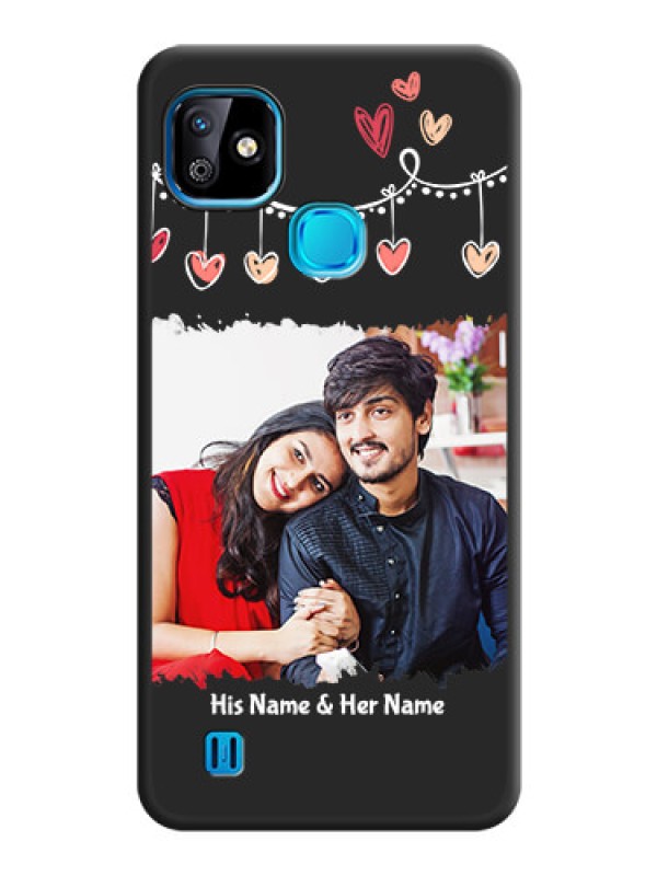 Custom Pink Love Hangings with Name on Space Black Custom Soft Matte Phone Cases - Infinix Smart Hd 2021