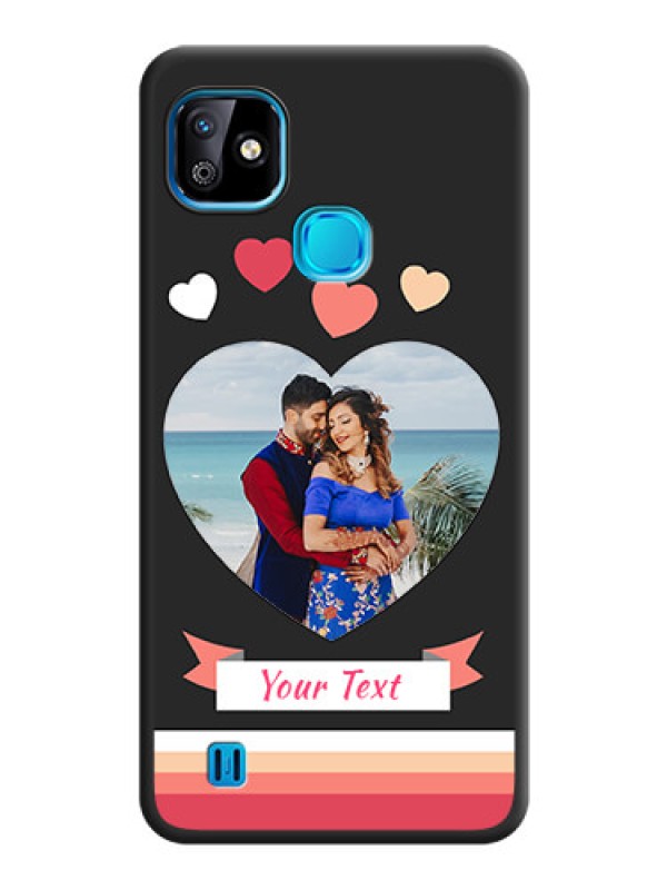 Custom Love Shaped Photo with Colorful Stripes on Personalised Space Black Soft Matte Cases - Infinix Smart Hd 2021