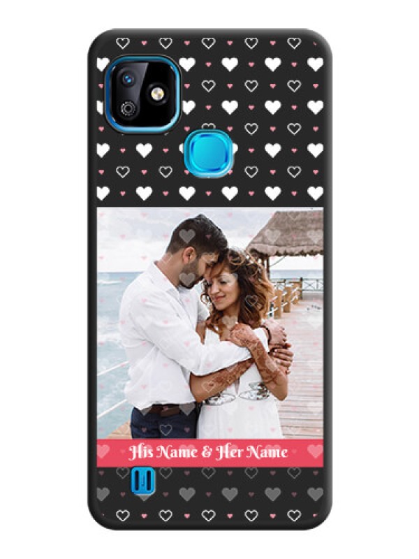 Custom White Color Love Symbols with Text Design on Photo on Space Black Soft Matte Phone Cover - Infinix Smart Hd 2021