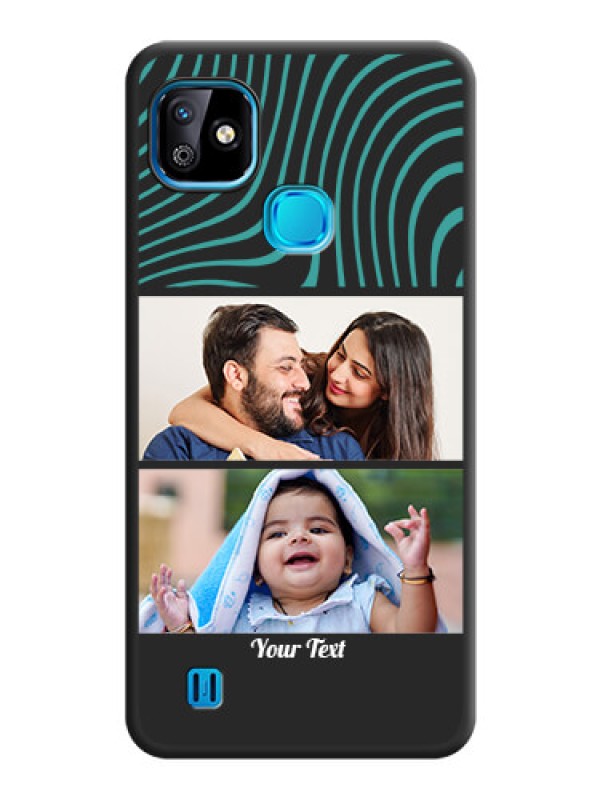 Custom Wave Pattern with 2 Image Holder on Space Black Personalized Soft Matte Phone Covers - Infinix Smart Hd 2021