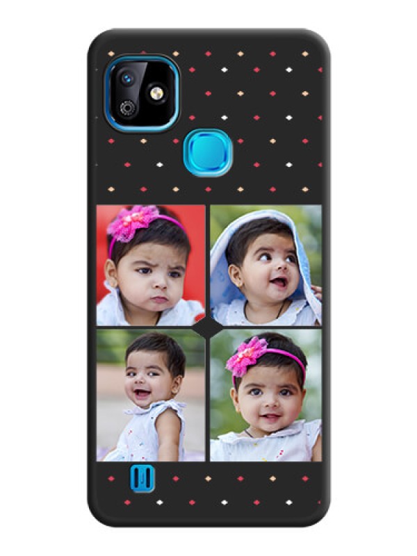 Custom Multicolor Dotted Pattern with 4 Image Holder on Space Black Custom Soft Matte Phone Cases - Infinix Smart Hd 2021