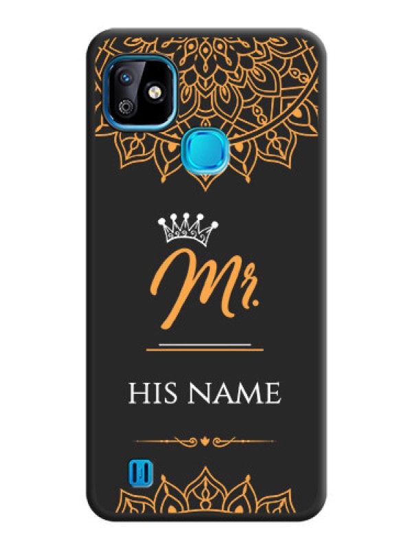 Custom Mr Name with Floral Design  on Personalised Space Black Soft Matte Cases - Infinix Smart Hd 2021