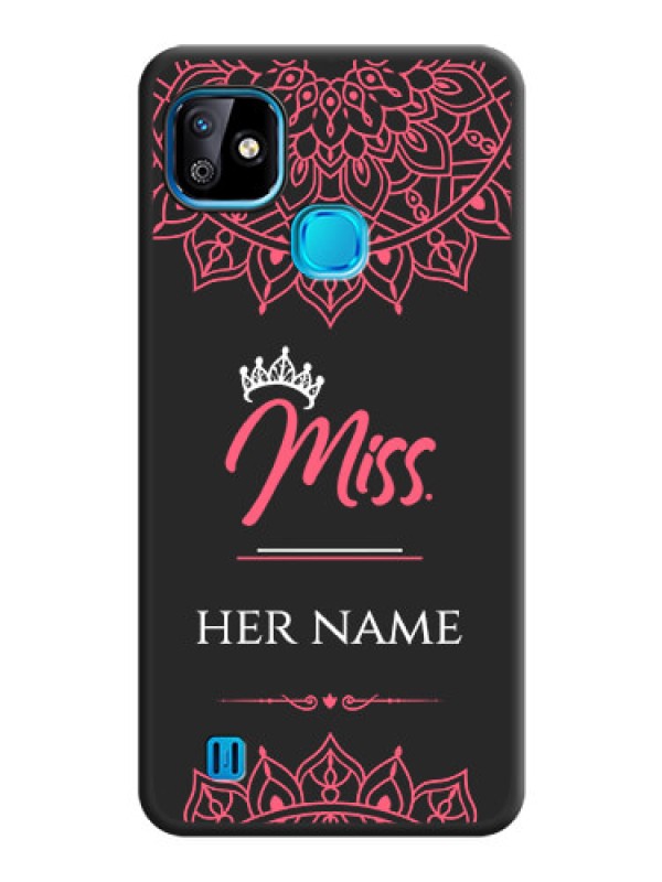 Custom Mrs Name with Floral Design on Space Black Personalized Soft Matte Phone Covers - Infinix Smart Hd 2021