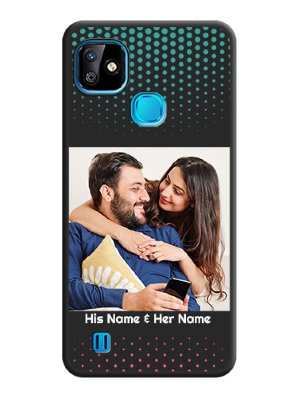Custom Faded Dots with Grunge Photo Frame and Text on Space Black Custom Soft Matte Phone Cases - Infinix Smart Hd 2021