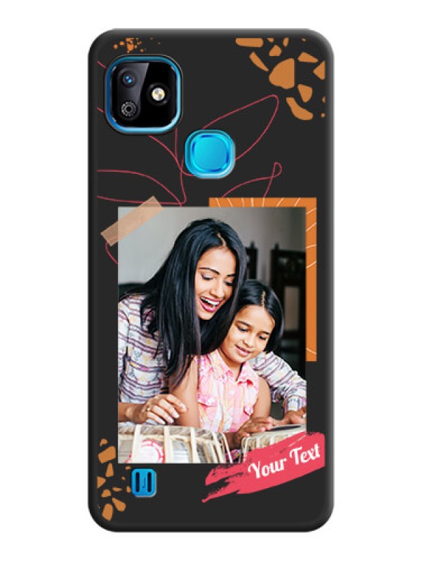 Custom Orange Photo Frame on Space Black Custom Soft Matte Phone Back Cover - Infinix Smart Hd 2021