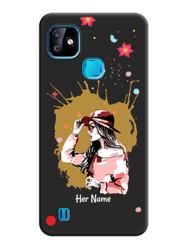 Custom Mordern Lady With Color Splash Background With Custom Text On Space Black Personalized Soft Matte Phone Covers -Infinix Smart Hd 2021