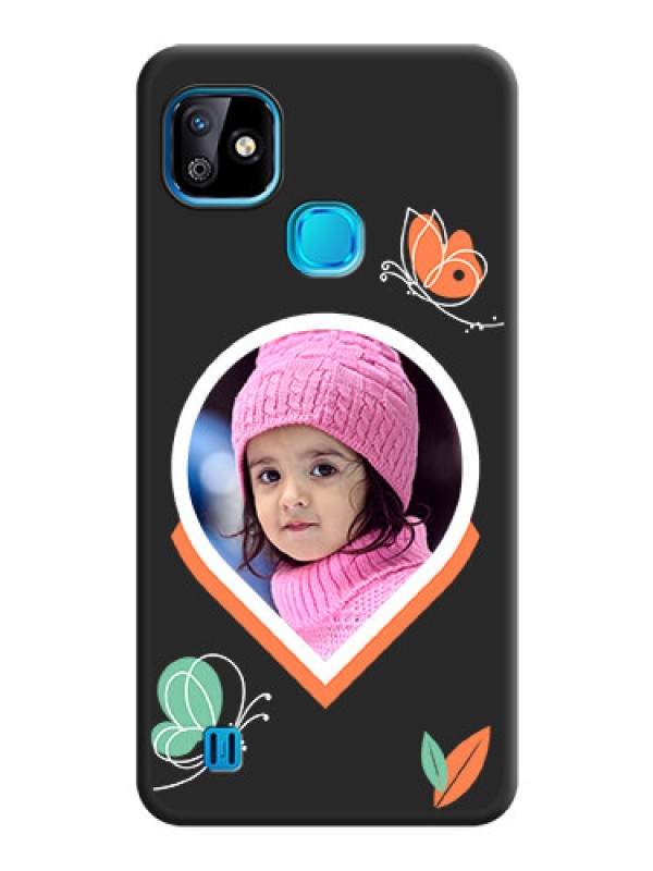 Custom Upload Pic With Simple Butterly Design On Space Black Personalized Soft Matte Phone Covers -Infinix Smart Hd 2021
