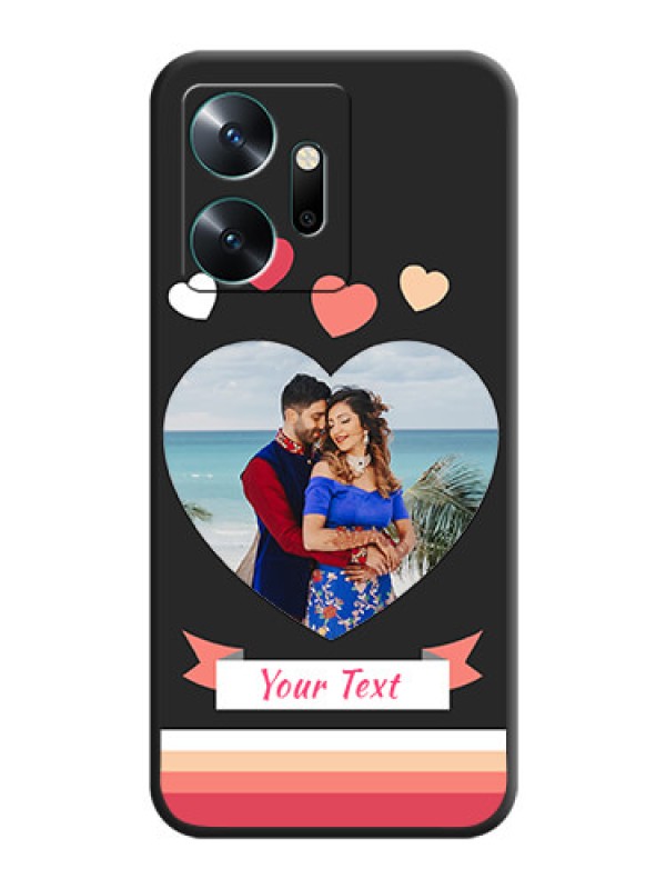 Custom Love Shaped Photo with Colorful Stripes on Personalised Space Black Soft Matte Cases - Infinix Zero 20